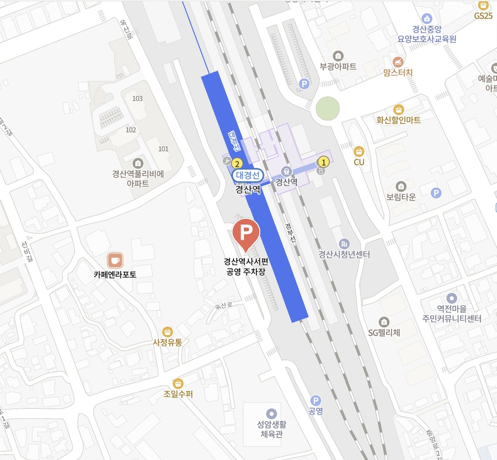 경산역 서편 공영주차장1 지도 이미지
