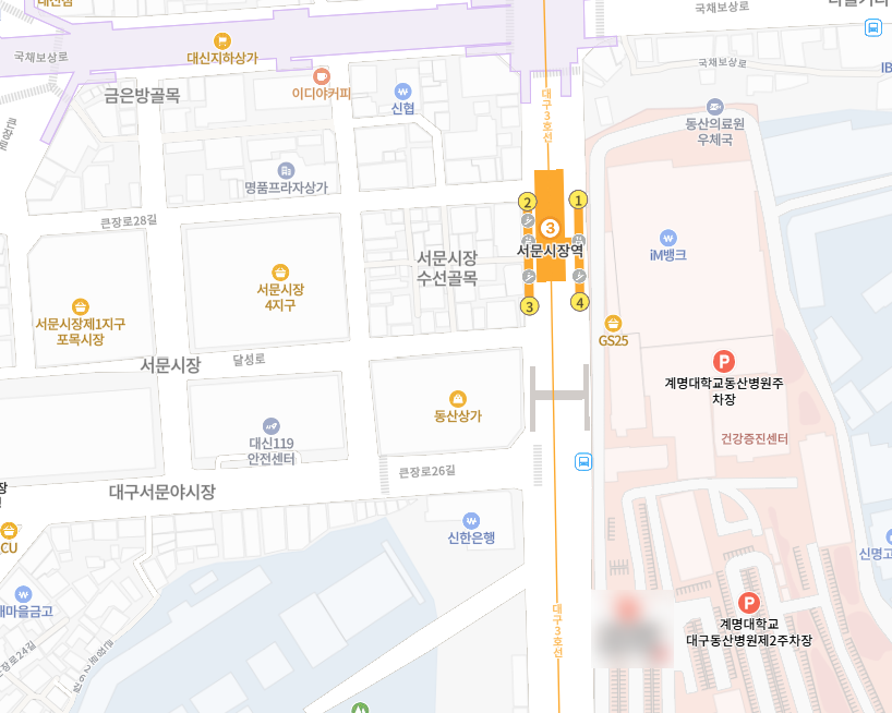 동산병원 주차장 지도 이미지