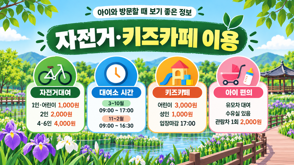 거창창포원 자전거 키즈카페 이용 방법 안내 이미지