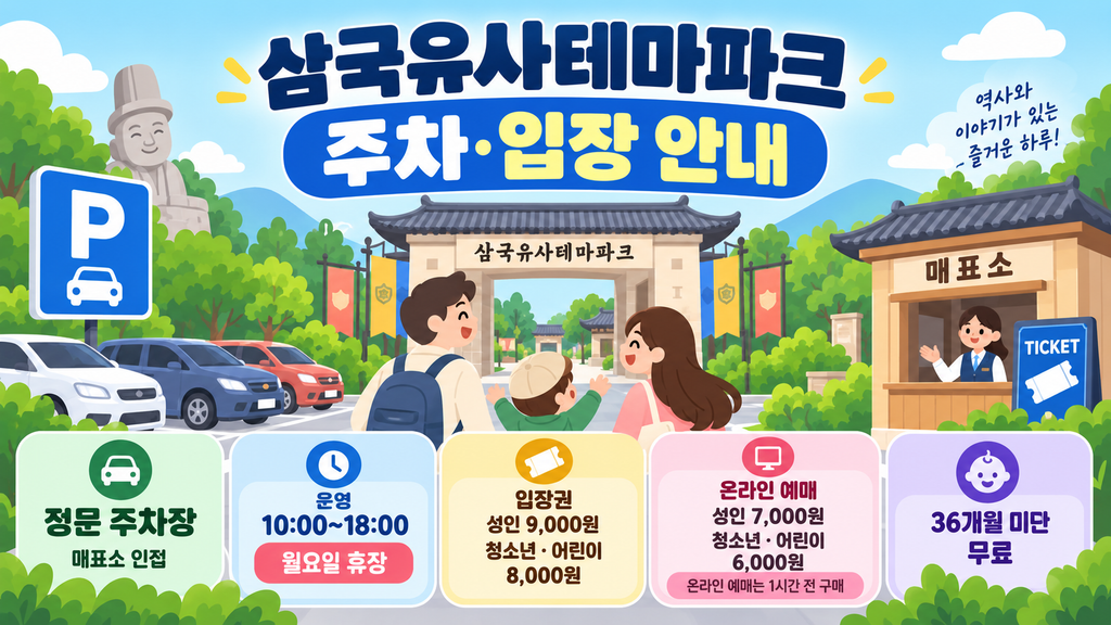 군위 삼국유사테마파크 주차장 입장 안내 이미지