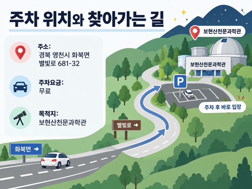 보현산천문과학관 주차장 안내 이미지