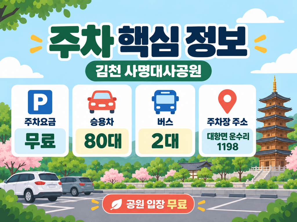 사명대사공원 주차핵심정보 주소 안내 이미지