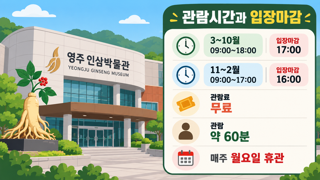 영주 인삼박물관 관람시간 입장마감 안내 이미지