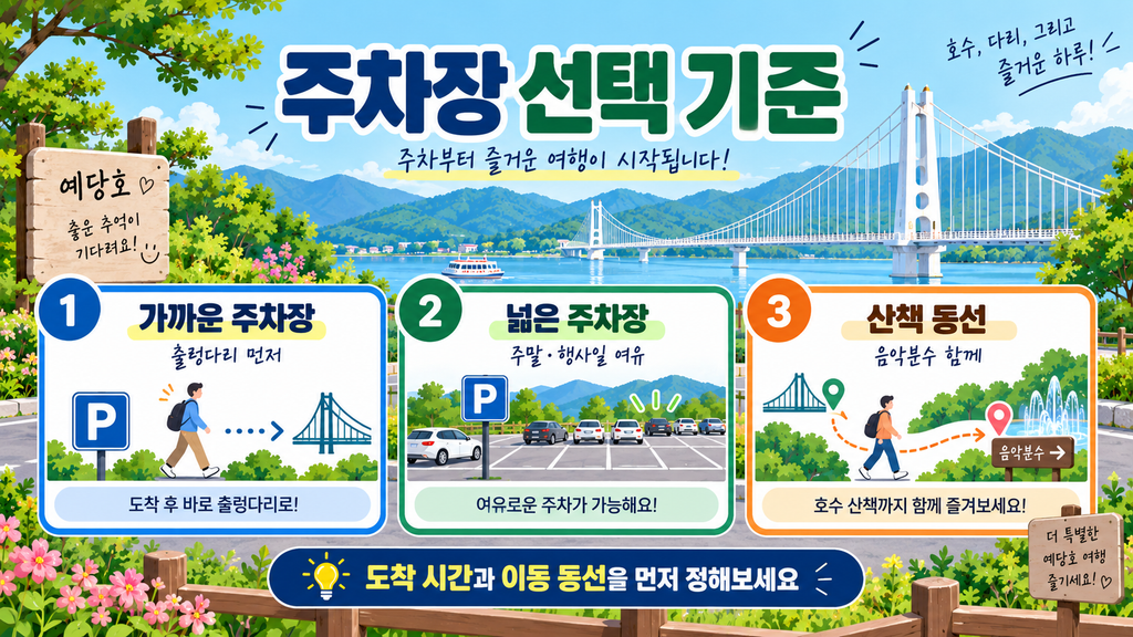 예당호출렁다리 주차장 동선 안내 이미지