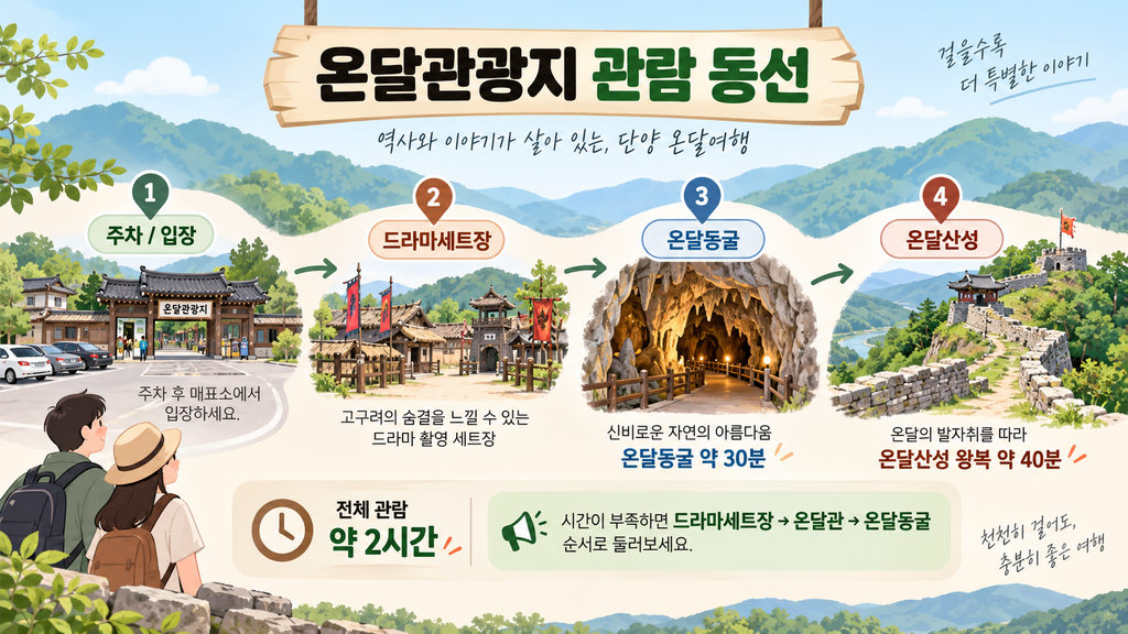 온달관광지 관람 동선 안내 이미지