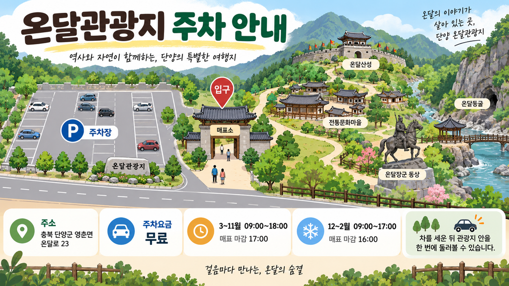 온달관광지 주차요금 및 운영시간 안내 이미지