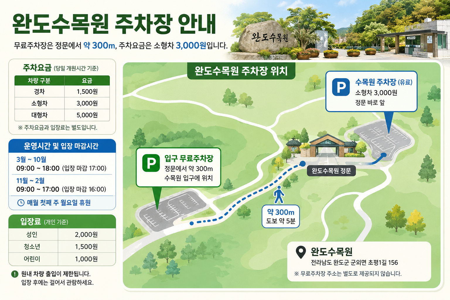 완도수목원 주차장 안내 대표이미지