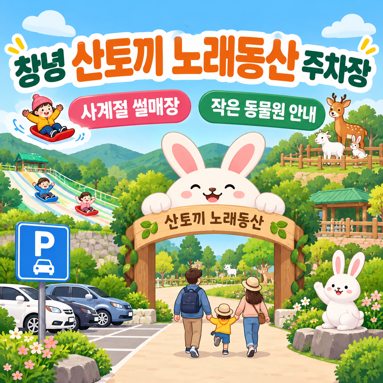 창녕 산토끼 노래동산 썰매장 동물원 안내 대표이미지