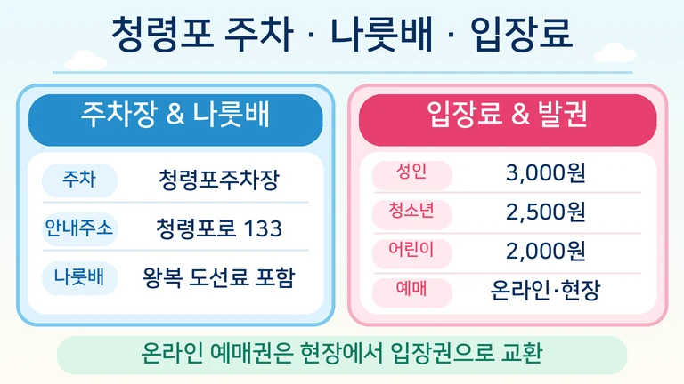 영월 청령포 주차장 나룻배 입장료 안내 이미지