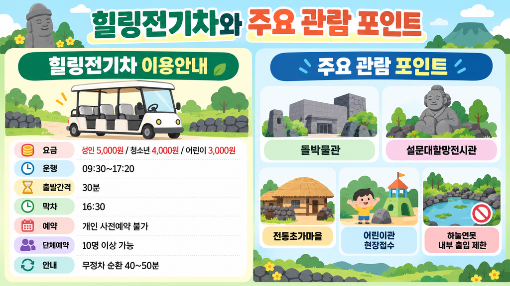 제주 돌문화공원 힐링전기차 및 주요 관람포인트 정리 이미지
