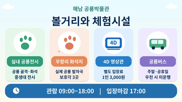 해남 공룡박물관 볼거리 체험시설 안내 이미지